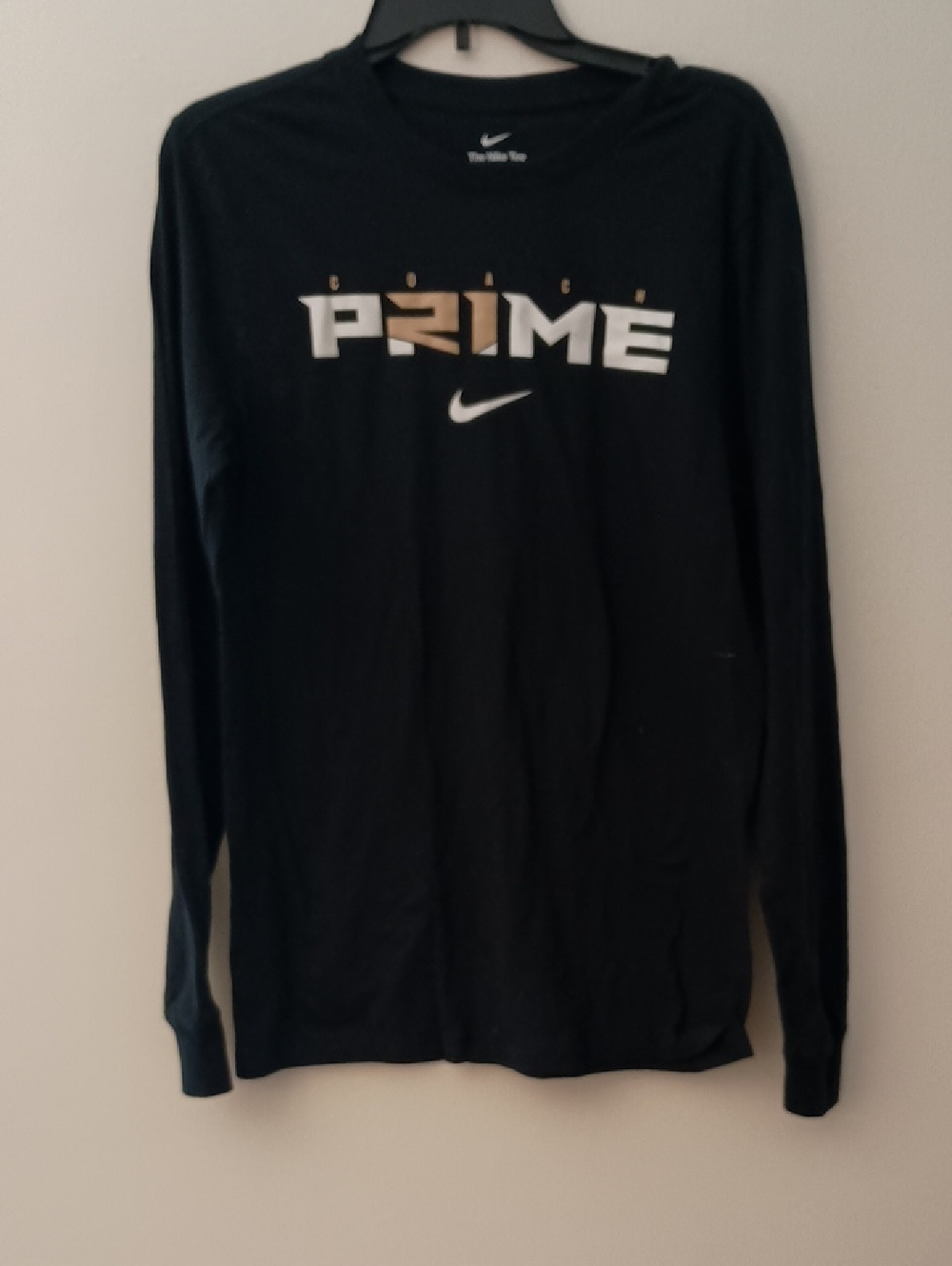 Nike Black Long Sleeve Prime Tee with White and Gold Accents